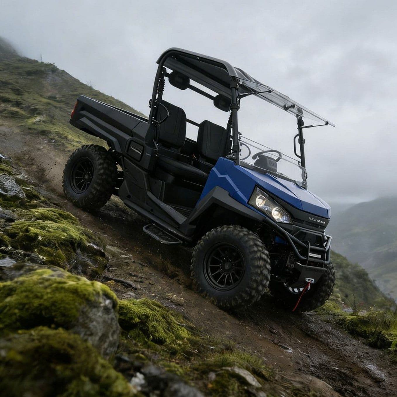 10KW AC мотор 4WD UTV 73.6V 150Ah 670kg Зареждане 400mm газене