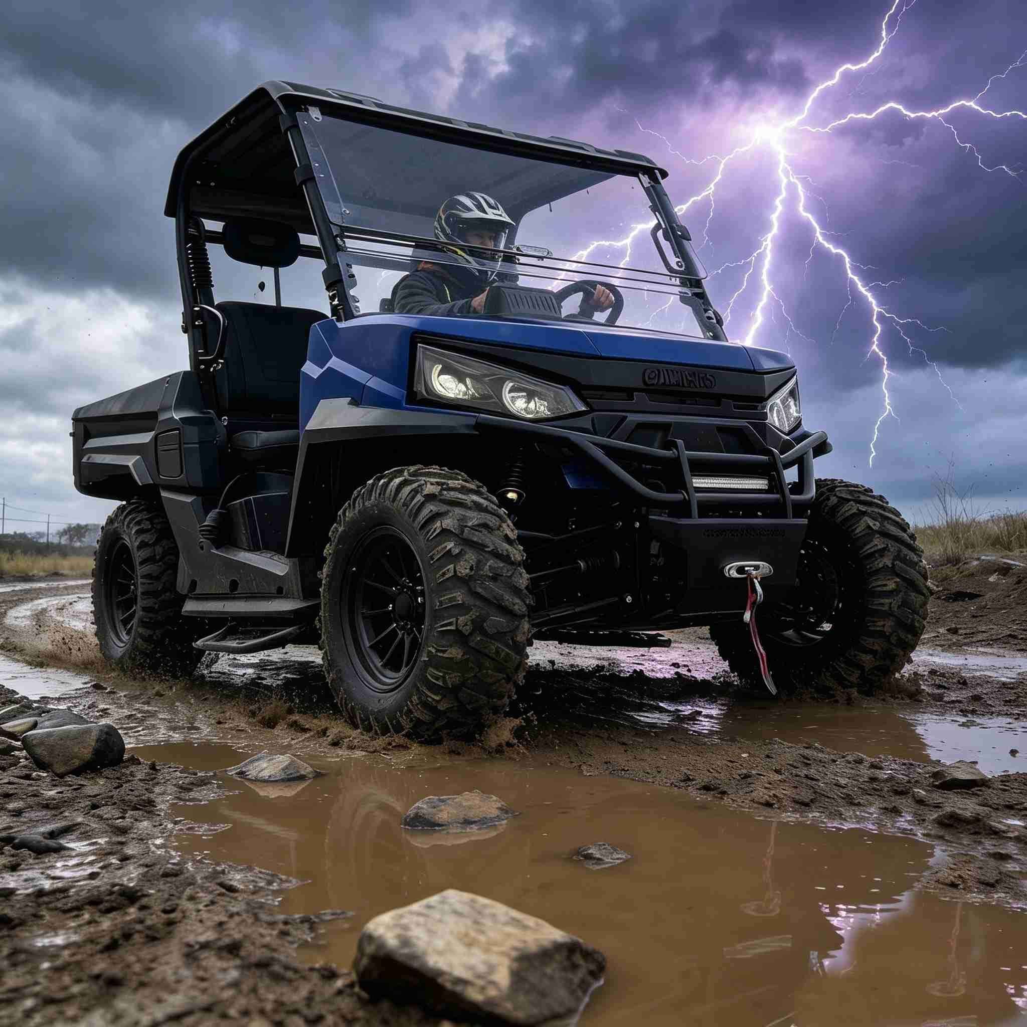 10KW AC мотор Електрически UTV 4WD 150Ah Батерия 350kg Товарно легло